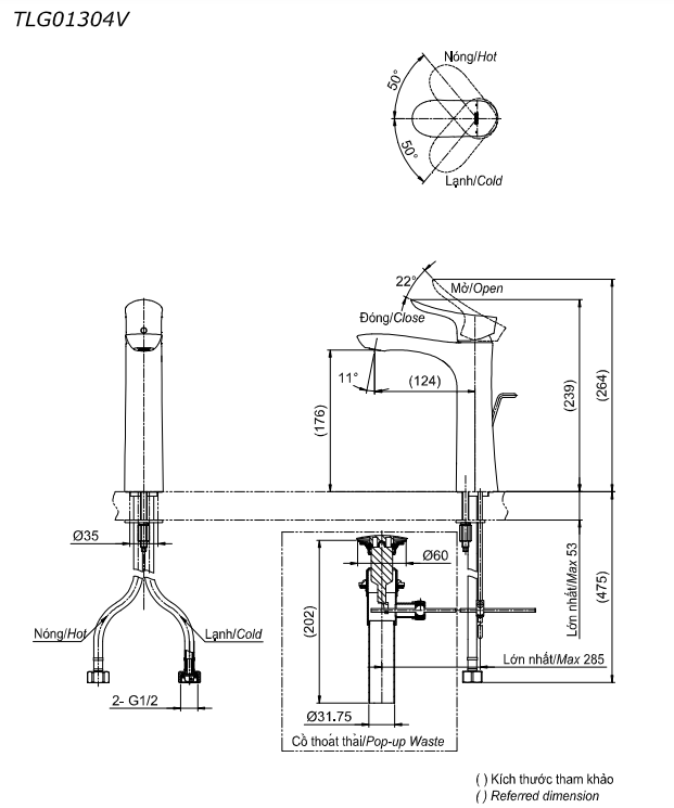 Vòi lavabo nóng lạnh GO TOTO TLG01304V - 7