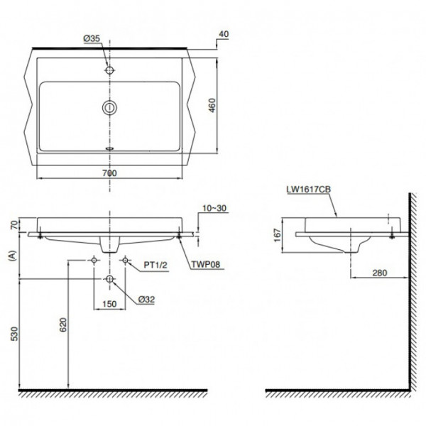 Chậu rửa lavabo đặt bàn TOTO LW1617C - 7
