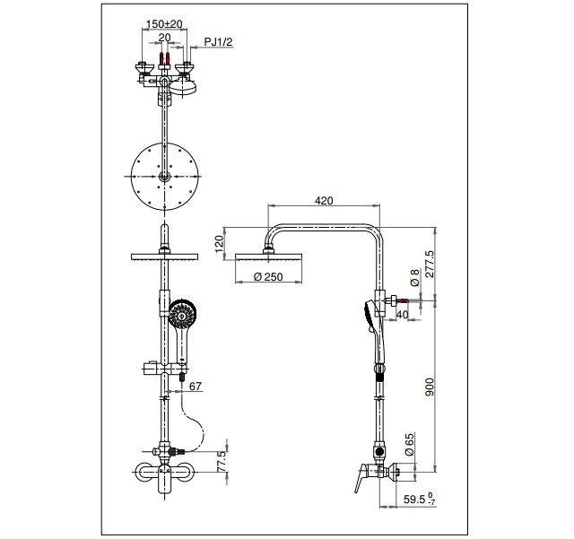 Bộ sen cây tắm nóng lạnh TOTO TX492SRS (bỏ mẫu)