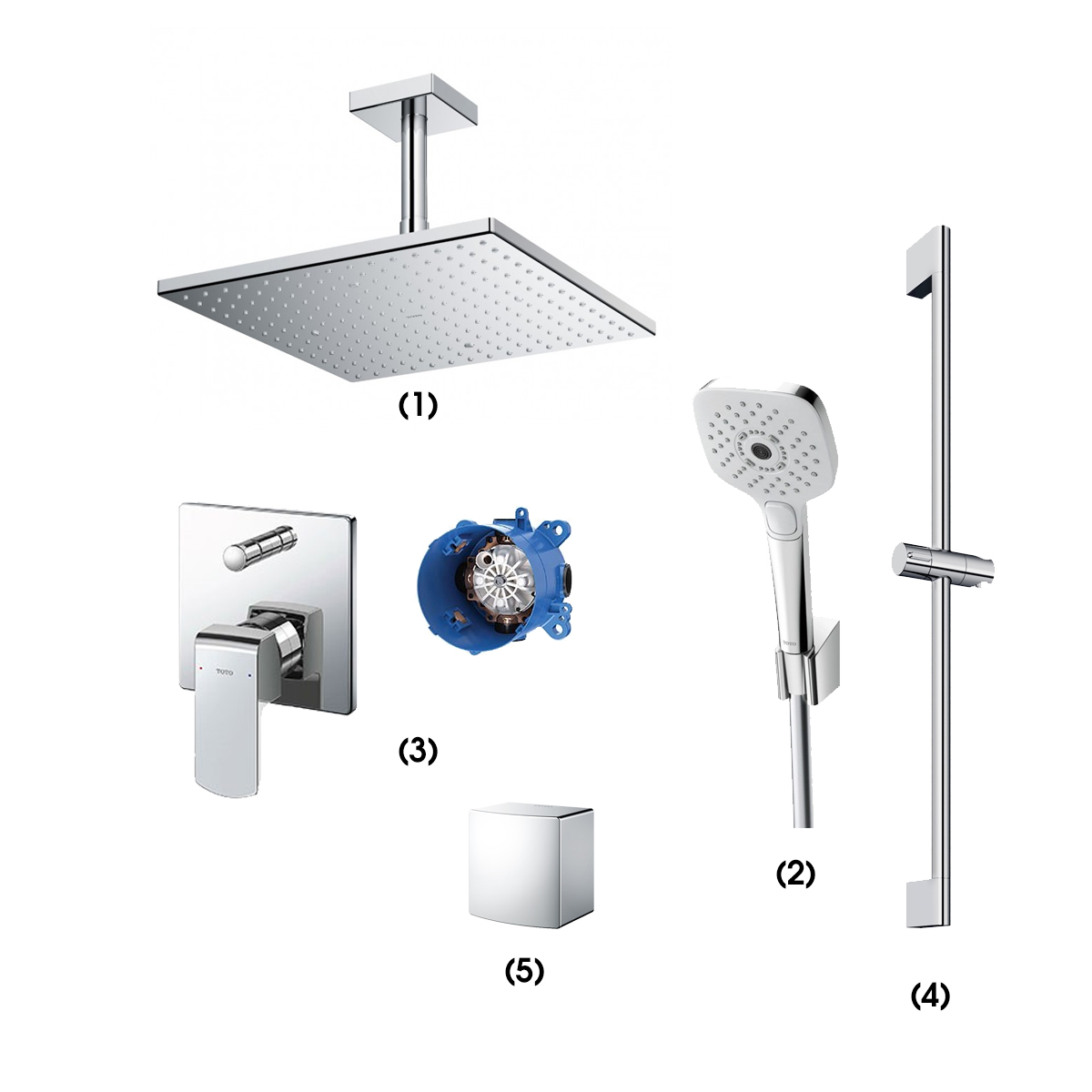 Set sen tắm âm tường nóng lạnh 2 đường nước TOTO GLOBAL FITTINGS TBW08003A1