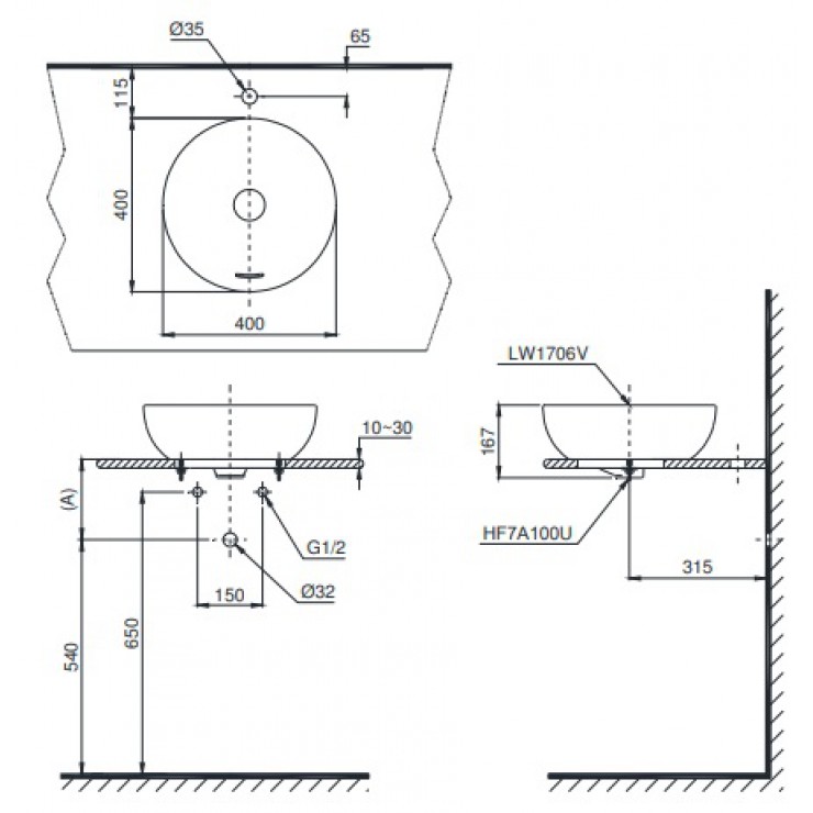 Chậu rửa lavabo đặt bàn TOTO LT1706
