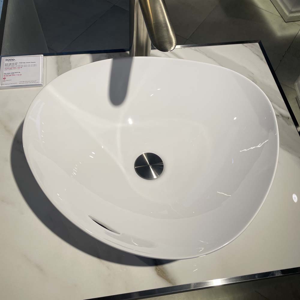 Chậu lavabo đặt bàn TOTO LT4704G17#XW (LT4704G17XW) trắng bóng vành mỏng Linear Ceram - 8