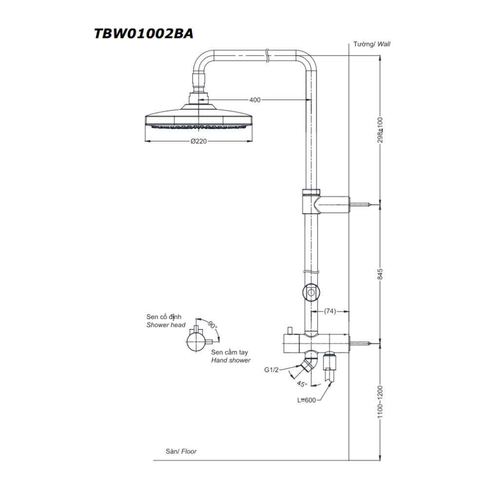 Bộ sen cây nóng lạnh TOTO TBW01002BA TBG01302VA TBW01010V - 5