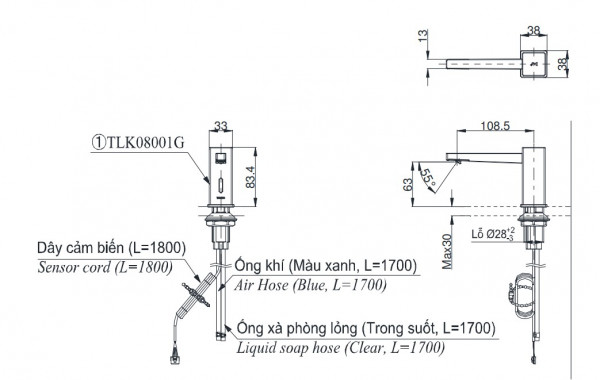 Vòi xịt xà phòng tự động TOTO TLK08001G - 7