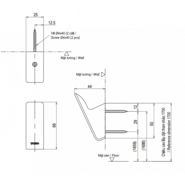 Móc áo G tròn TOTO YRH902V - 20