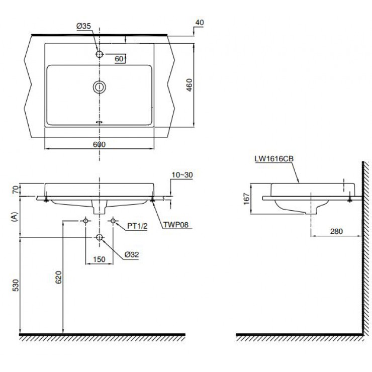 Chậu rửa lavabo đặt bàn TOTO L1616C
