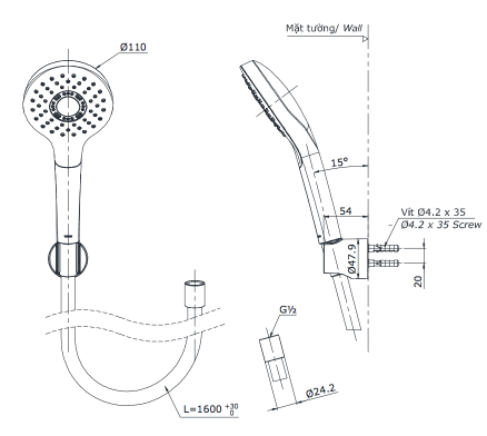 Bộ sen cây nóng lạnh TOTO TBW01001BA TBS01302V TBW01008A