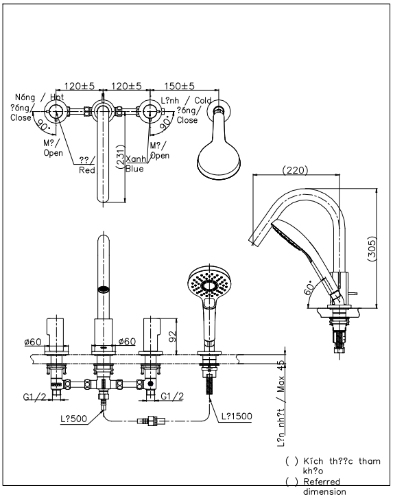 Vòi xả bồn âm tường ZL TOTO TBP02001B - 3