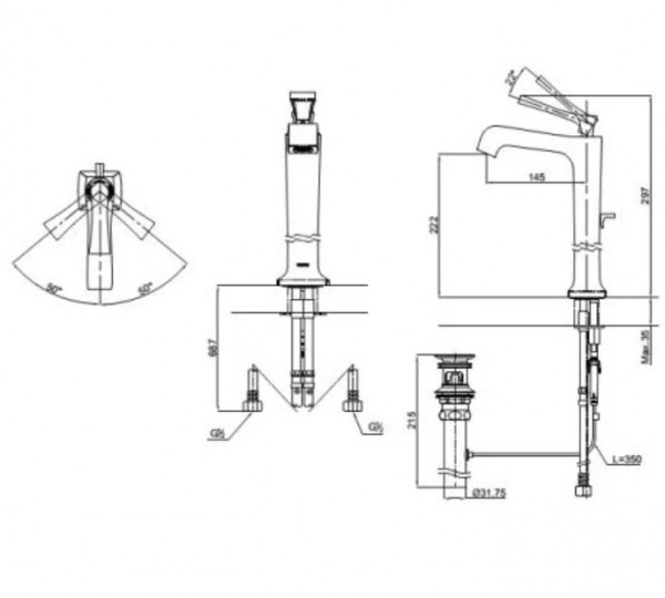 Vòi lavabo nóng lạnh TOTO DL367-2#PG - 2