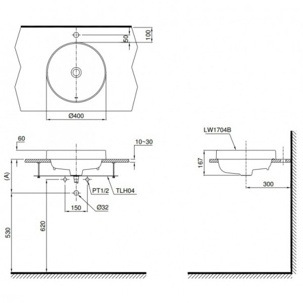 Chậu rửa lavabo đặt bàn TOTO L1704 - 6