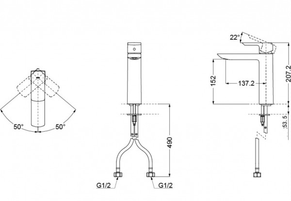 Vòi lavabo nóng lạnh GR TOTO TLG02306B - 3