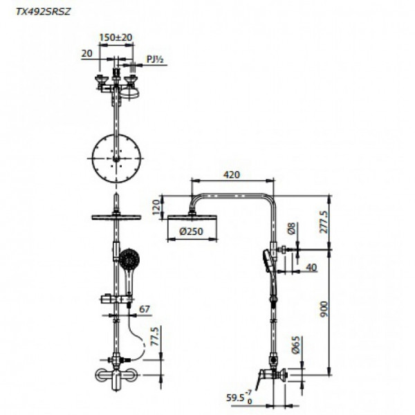 Bộ sen cây tắm nóng lạnh TOTO TX492SRS (bỏ mẫu) - 3