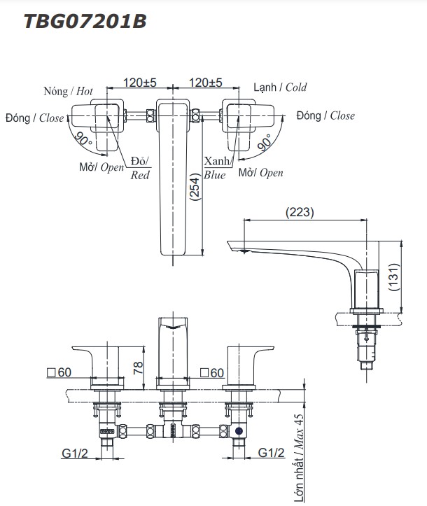 Vòi xả bồn tắm TOTO TBG07201B nóng lạnh