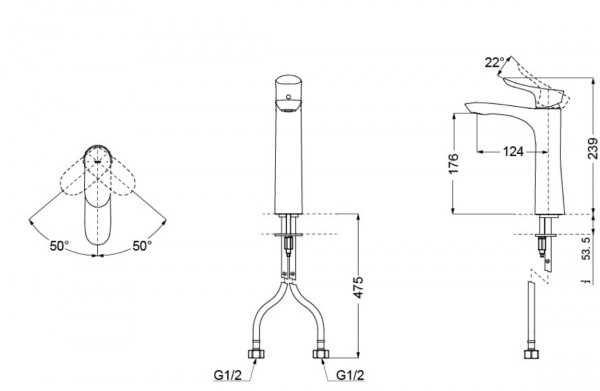 Vòi lavabo nóng lạnh GO TOTO TLG01306B - 3