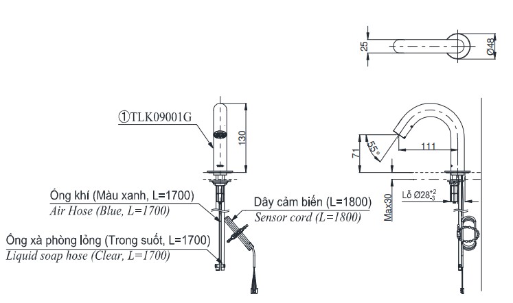 Vòi xịt xà phòng tự động TOTO TLK09001G