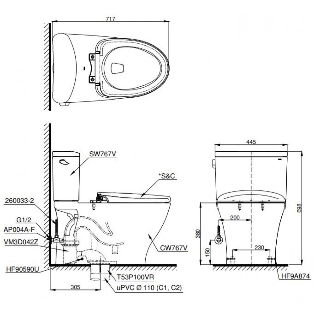 Bồn cầu nắp rửa điện tử TOTO CS767RW7 - 2