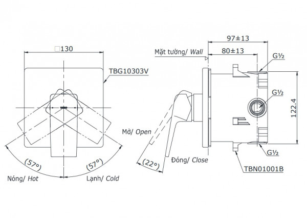 Van gật gù nóng lạnh GB TOTO TBG10303V/TBN01001B - 2