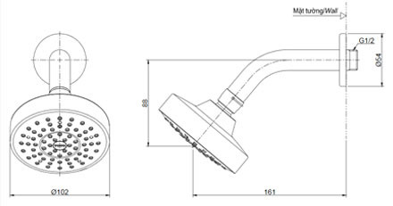 Bát sen tắm gắn tường TOTO TBW01012B (tròn, 102mm) - 2
