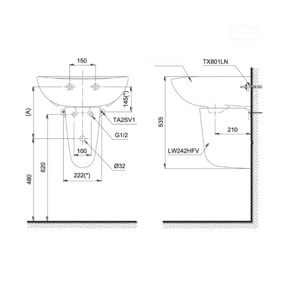 Chân chậu lavabo lửng TOTO L242HF