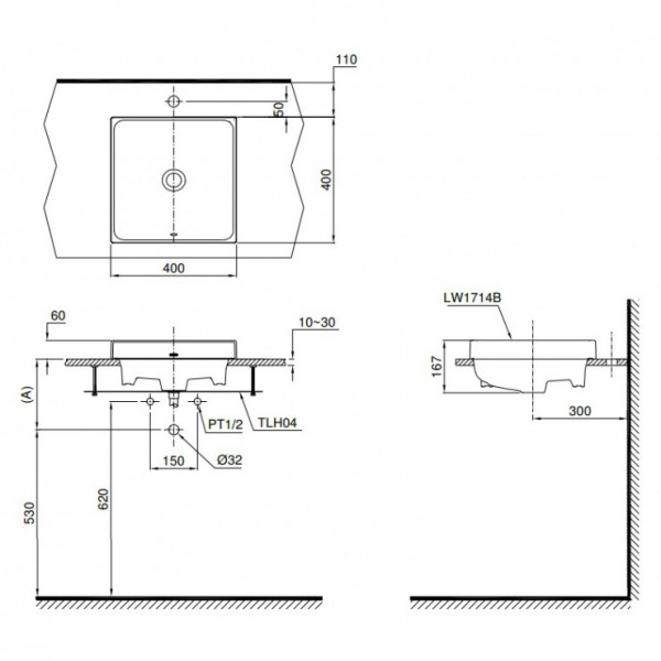 Chậu rửa lavabo đặt bàn TOTO LW1714B - 2