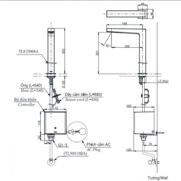 Vòi lavabo cảm ứng TOTO TLE25008A - 9