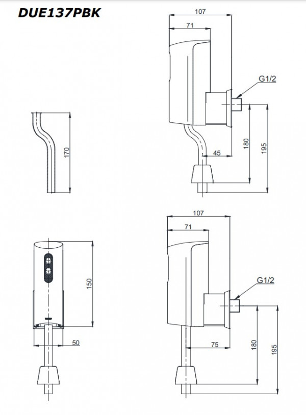 Van xả tiểu TOTO DUE137PBK cảm ứng dùng pin - 2