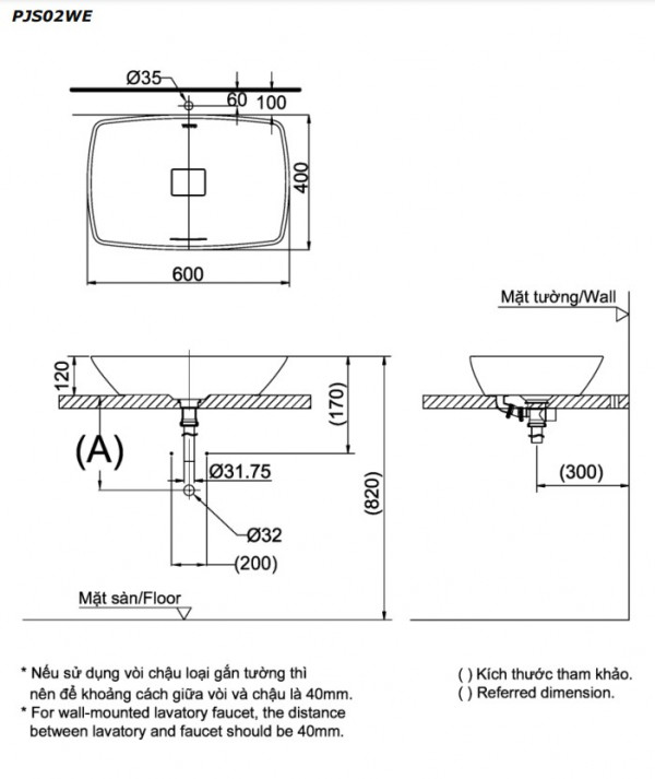 Chậu lavabo đặt bàn Galalato TOTO PJS02WE#GW (PJS02WEGW) trắng bóng - 2