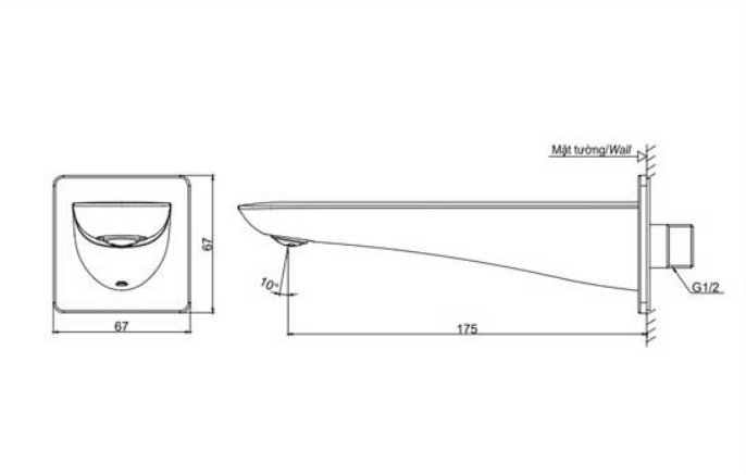 Vòi xả bồn âm tường GR TOTO TBG02001B - 14