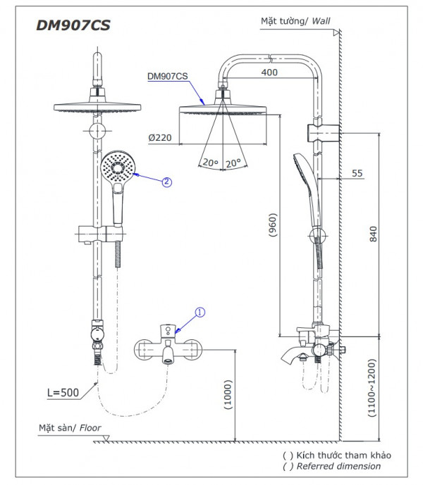 Bộ sen cây tắm nóng lạnh TOTO DM907CS TVSM107CRR DGH104ZR (bỏ mẫu TVSM107CRR) - 2