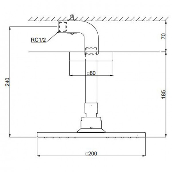 Bát sen tắm gắn trần TOTO DBX115-1CAM (DBX1151CAM) (vuông, 200mm) - 5