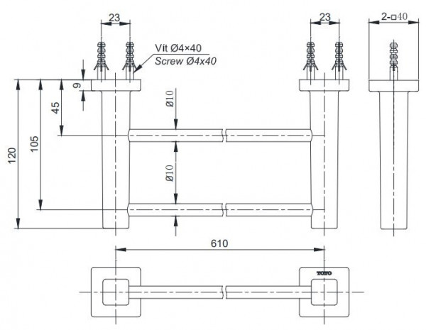 Thanh vắt khăn đôi TOTO YT408W6V - 2