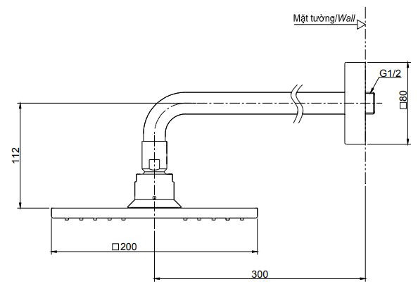 Bát sen tắm gắn tường TOTO DBX115CAMR (vuông, 300mm) - 2
