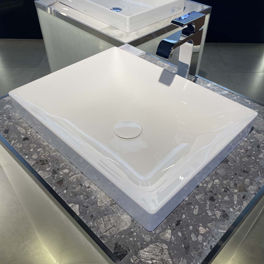 Chậu lavabo đặt bàn TOTO LT4715G19#XW (LT4715G19XW) trắng bóng vành mỏng Linear Ceram - 7