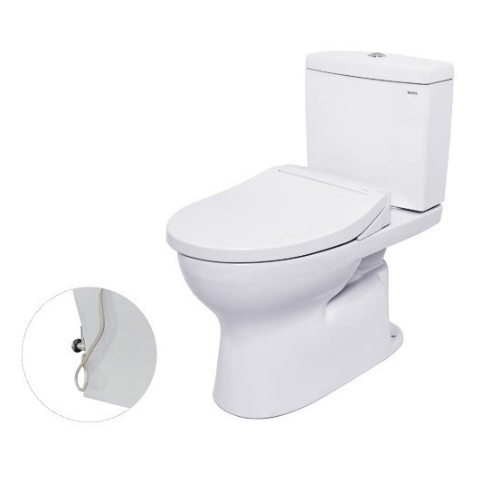 Bồn cầu TOTO CS320PDRE2 2 khối nắp rửa cơ TCW07S thoát ngang