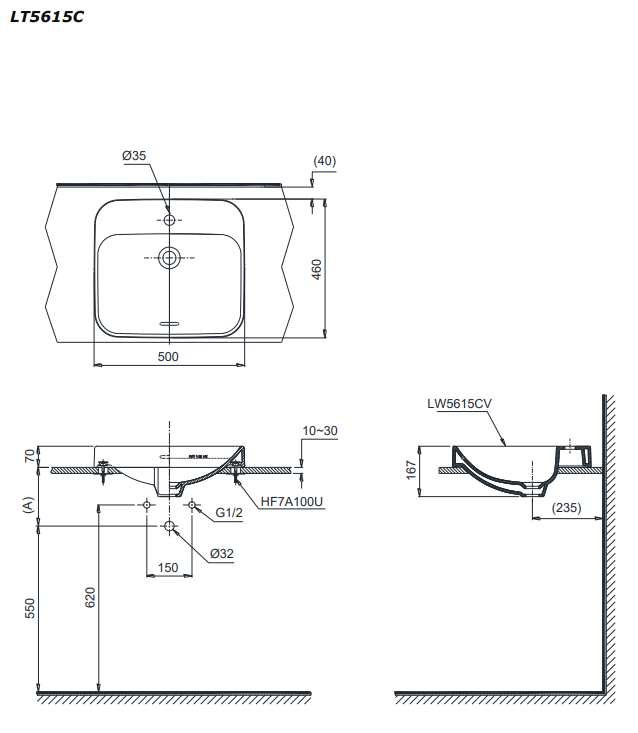 Chậu rửa lavabo đặt bàn TOTO LT5615C - 6