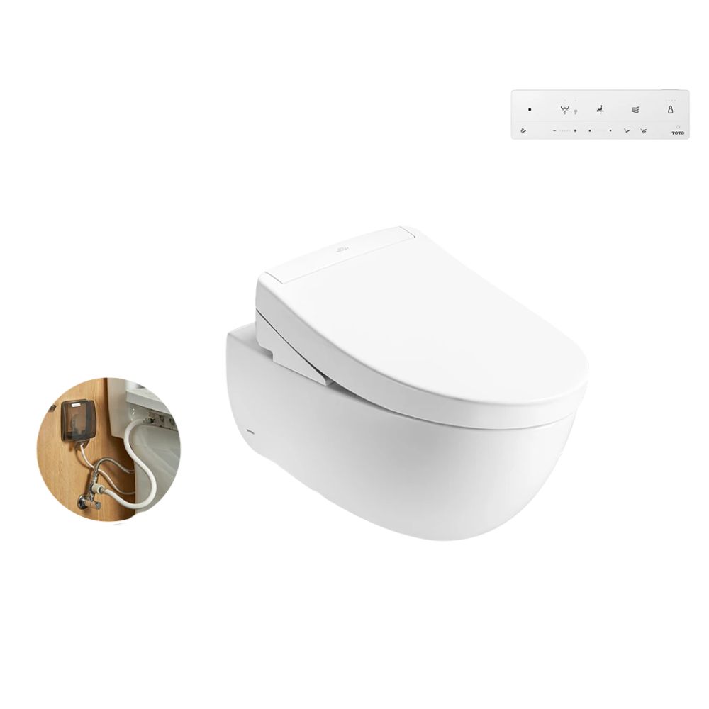 Bồn cầu treo tường nắp rửa điện tử S5 TOTO CW812RA TCF34461GAA WH172A MB175M#SS - 3