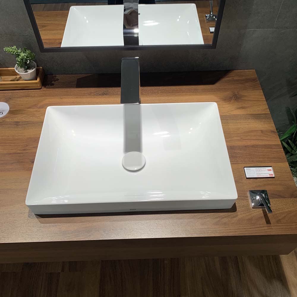 Chậu lavabo đặt bàn TOTO LT4716G17#XW (LT4716G17XW) trắng bóng vành mỏng Linear Ceram - 6