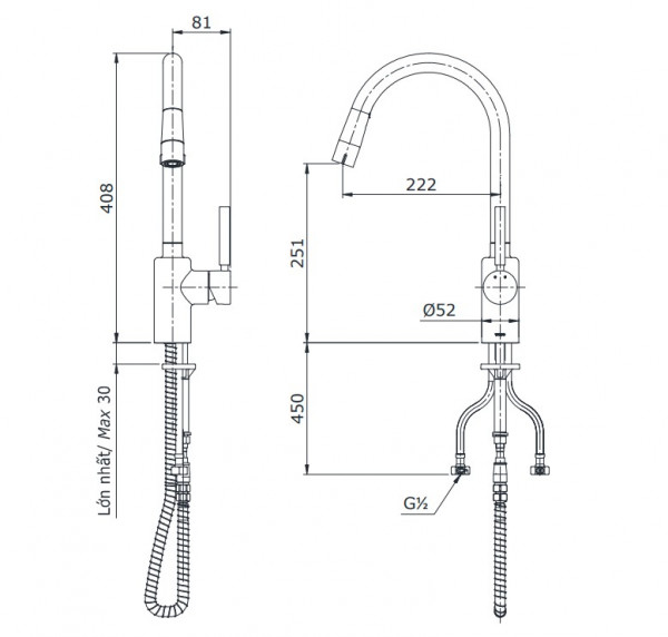 Vòi bếp nóng lạnh TOTO TX608KNBR - 11