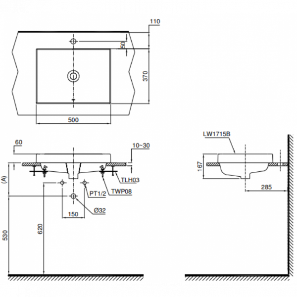 Chậu rửa lavabo đặt bàn TOTO L1715 - 2