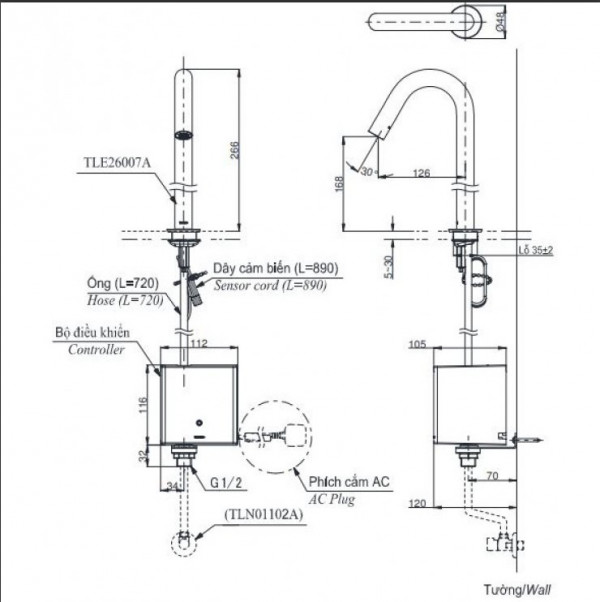 Vòi lavabo cảm ứng TOTO TLE26007A - 2