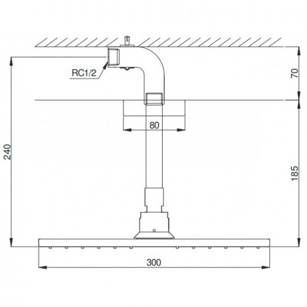 Bát sen tắm gắn trần TOTO DBX114-1CAM (DBX1141CAM) (vuông, 300mm) - 2