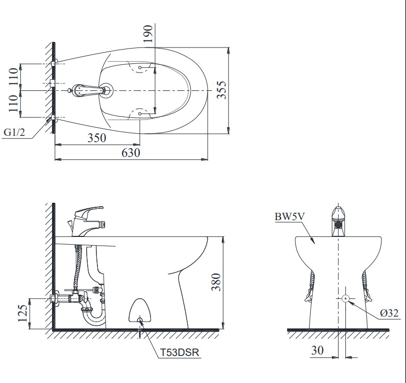 Bồn tiểu nữ đặt sàn TOTO BT5