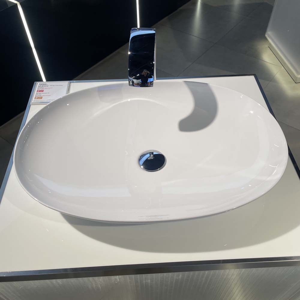Chậu lavabo đặt bàn TOTO LT4706#XW (LT4706XW) trắng bóng vành mỏng Linear Ceram - 3