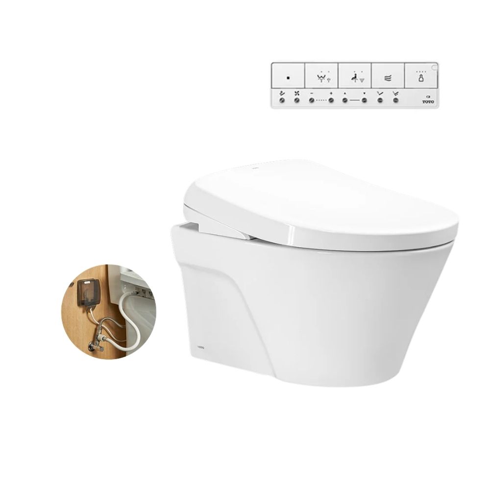 Bồn cầu treo tường nắp rửa điện tử S7 TOTO CW822RA TCF47360GAA WH172A MB175M#SS - 3