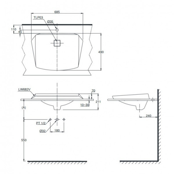 Chậu rửa lavabo đặt bàn TOTO LT682 - 2