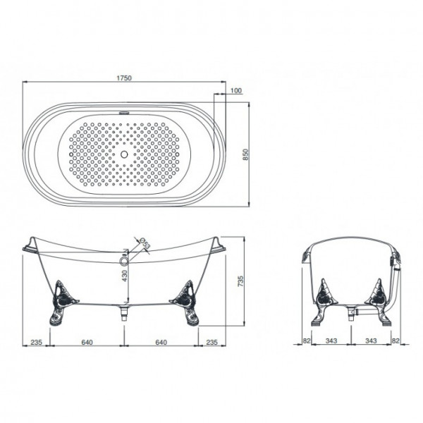 Bồn tắm đặt sàn TOTO FBY1756PTGE#W gang tráng men 1m7 - 8
