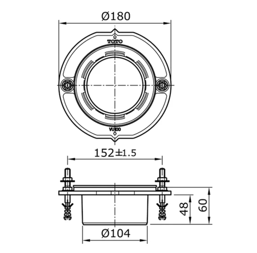 Ống nối thoát sàn TOTO T53P100VR