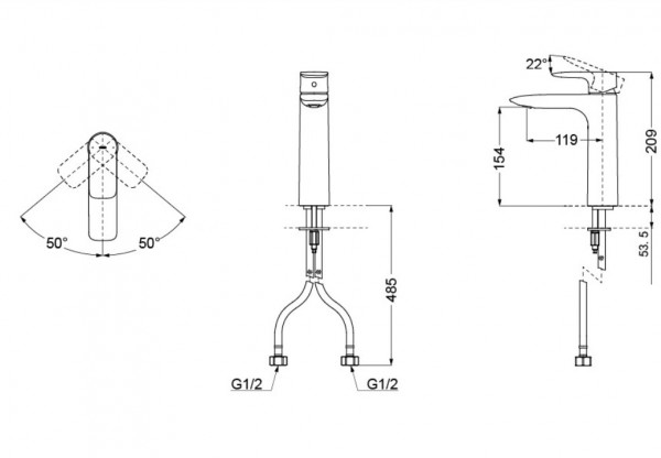 Vòi lavabo nóng lạnh GA TOTO TLG04306B - 5