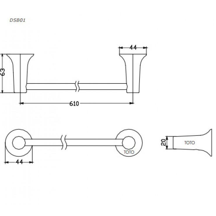 Thanh vắt khăn đơn TOTO DSB01
