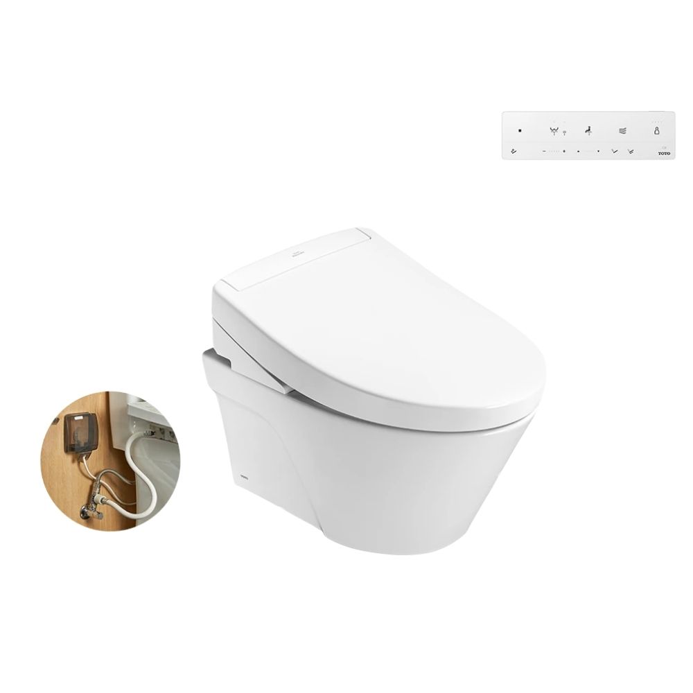 Bồn cầu treo tường nắp rửa điện tử S5 TOTO CW822RA TCF34461GAA WH172A MB175M#SS - 3